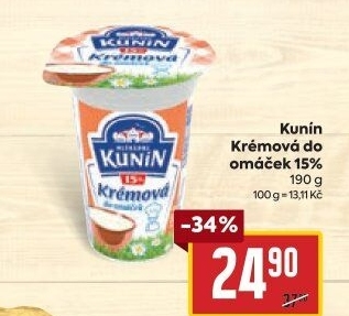 Smetana krémová do omáček Mlékárna Kunín 15%