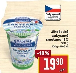 Smetana zakysaná Jihočeská Madeta 15%