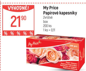 Papírové kapesníčky 2vrstvé My Price - box