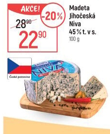 Sýr Niva Jihočeská 45% Madeta
