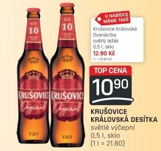 Pivo světlé výčepní Originál Královská 10° Krušovice