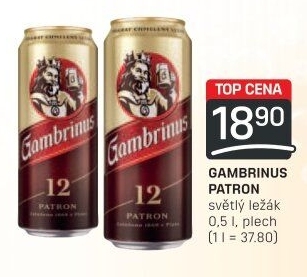 Pivo světlý ležák 12° Patron Gambrinus