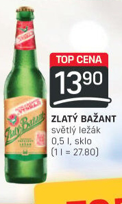 Pivo světlý ležák 12° Zlatý Bažant