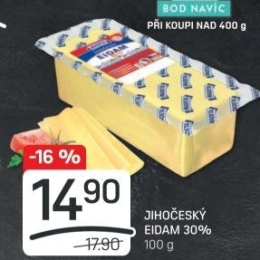 Sýr Eidam Jihočeský 30% Madeta