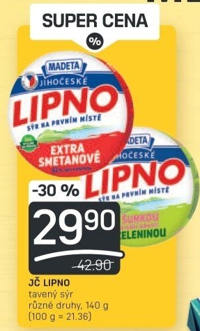 Tavený sýr Jihočeské Lipno Madeta