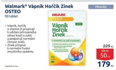 Doplněk stravy Vápník hořčík zinek Osteo Walmark