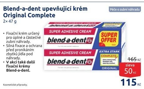 Fixační krém na zubní protézu Complete Blend-a-dent