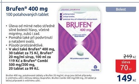 Tablety proti bolesti 400 Brufen Viatris