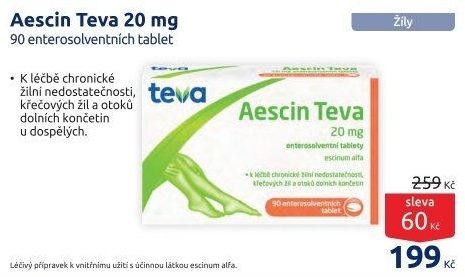 Tablety proti otokům a zánětům Aescin Teva