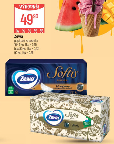 Papírové kapesníčky 4vrstvé Softis Zewa