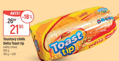 Toustový chléb Toast tip Delta