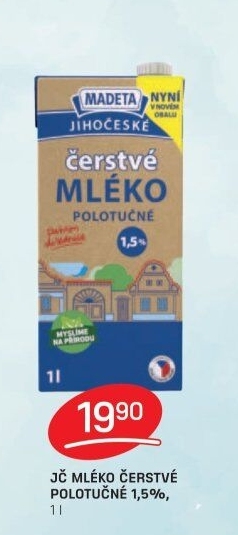 Mléko čerstvé lahodné Jihočeské Madeta - 1,5% polotučné