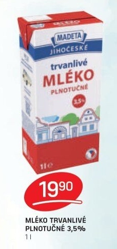 Mléko trvanlivé Jihočeské Madeta - 3,5% plnotučné