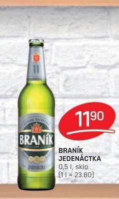Pivo světlý ležák 11° Jedenáctka Braník