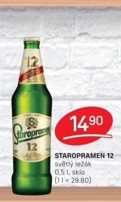Pivo světlý ležák 12° Staropramen