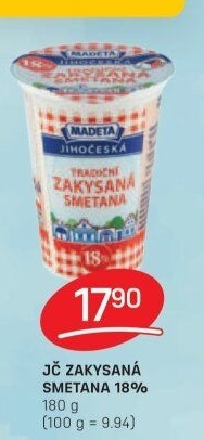 Smetana zakysaná Jihočeská Madeta 18%
