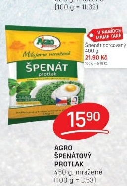 Špenátový protlak mražený Agro Jesenice