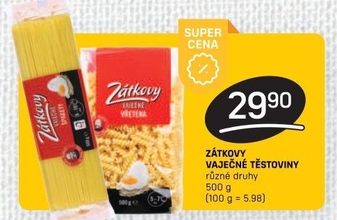 Těstoviny vaječné Zátkovy