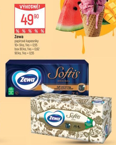 Papírové kapesníčky 4vrstvé Softis Zewa