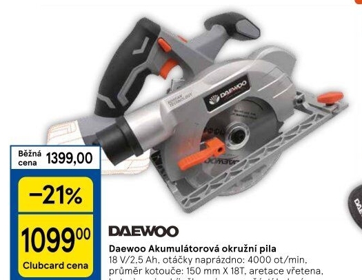 Aku okružní pila Daewoo
