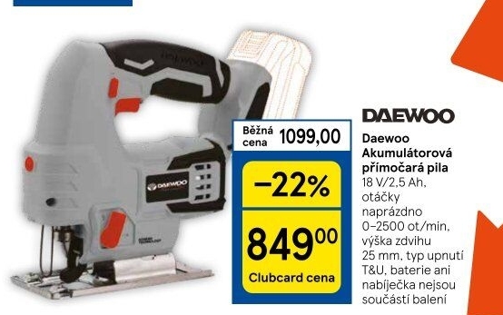 Aku přímočará pila Daewoo