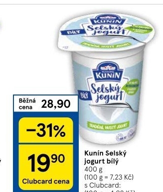 Bílý jogurt selský Mlékárna Kunín