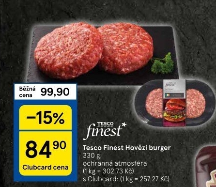 Hovězí hamburger Tesco Finest