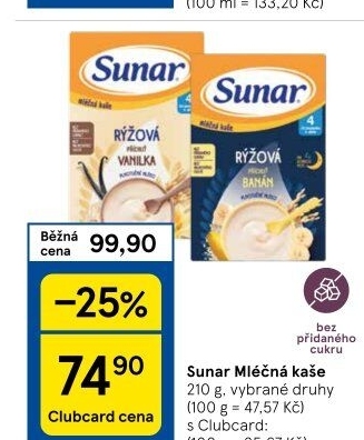 Kaše mléčná Sunar