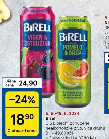 Nealkoholické pivo ochucené Birell
