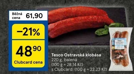 Ostravská klobása Tesco