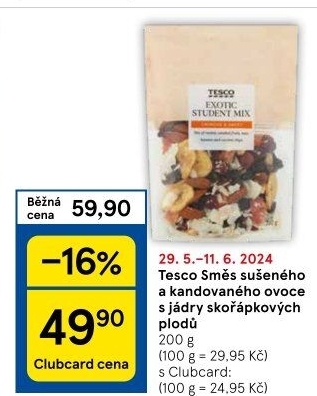 Směs sušeného ovoce a ořechů Tesco