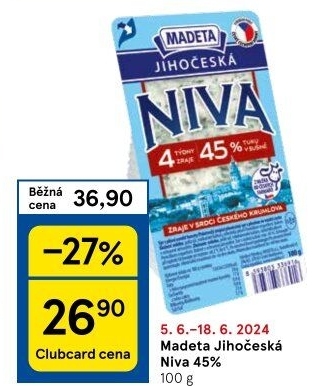 Sýr Niva Jihočeská 45% Madeta