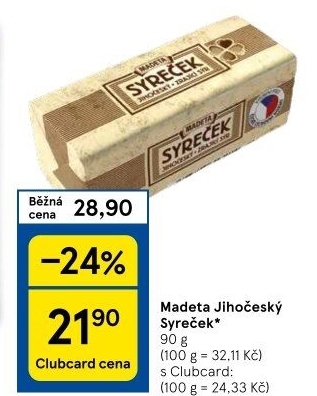 Sýr Syreček Jihočeský Madeta