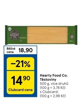 Těstoviny Hearty Food Co Tesco