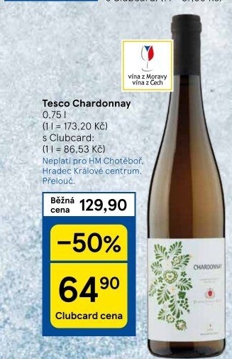 Víno Chardonnay Tesco