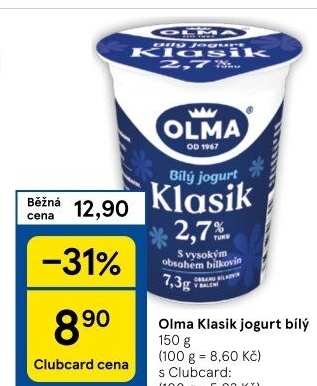 Bílý jogurt Klasik Olma