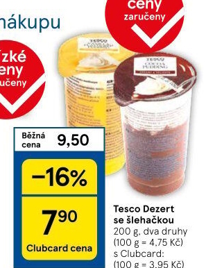 Dezert pudink se šlehačkou Tesco