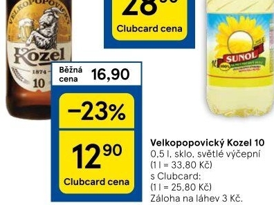 Pivo světlé výčepní 10°Velkopopovický Kozel