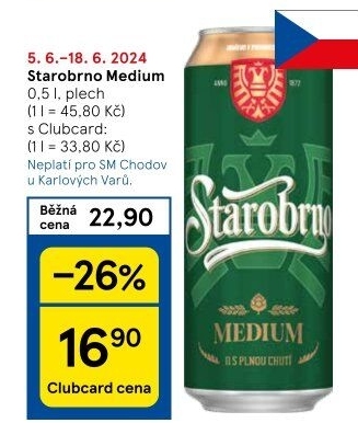 Pivo světlý ležák 11° Medium Starobrno