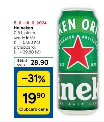 Pivo světlý ležák Heineken