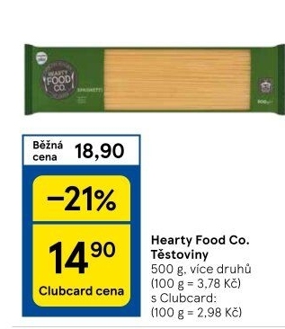 Těstoviny Hearty Food Co Tesco