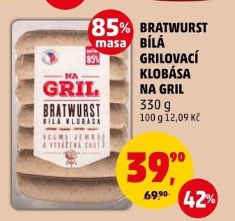Klobása bílá grilovací bratwurst Na gril Penny