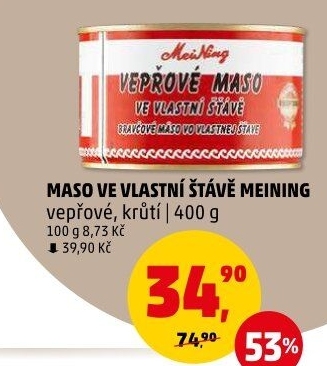 Maso vepřové ve vlastní šťávě Meining