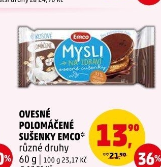 Ovesné sušenky polomáčené Mysli na zdraví Emco
