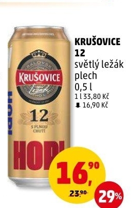 Pivo světlé Královský ležák 12° Krušovice