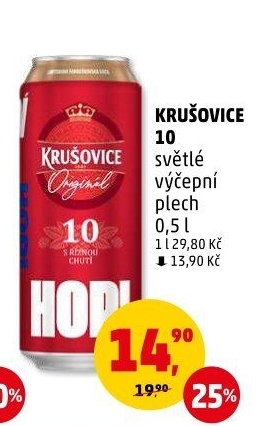 Pivo světlé výčepní Originál Královská 10° Krušovice
