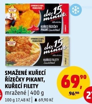 Řízečky kuřecí smažené mražené Pikant Vodňanské kuře