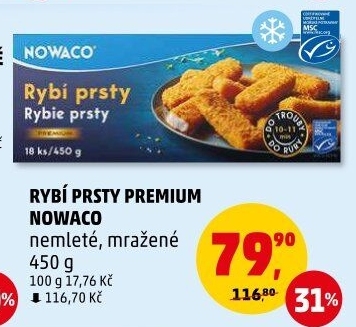 Rybí prsty nemleté mražené Nowaco Premium