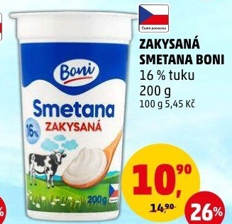 Smetana zakysaná Boni 16%