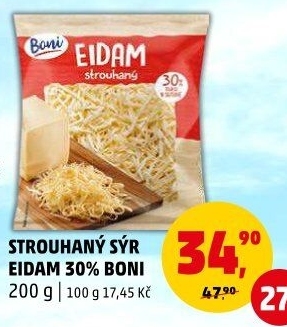 Sýr Eidam 30% strouhaný Boni